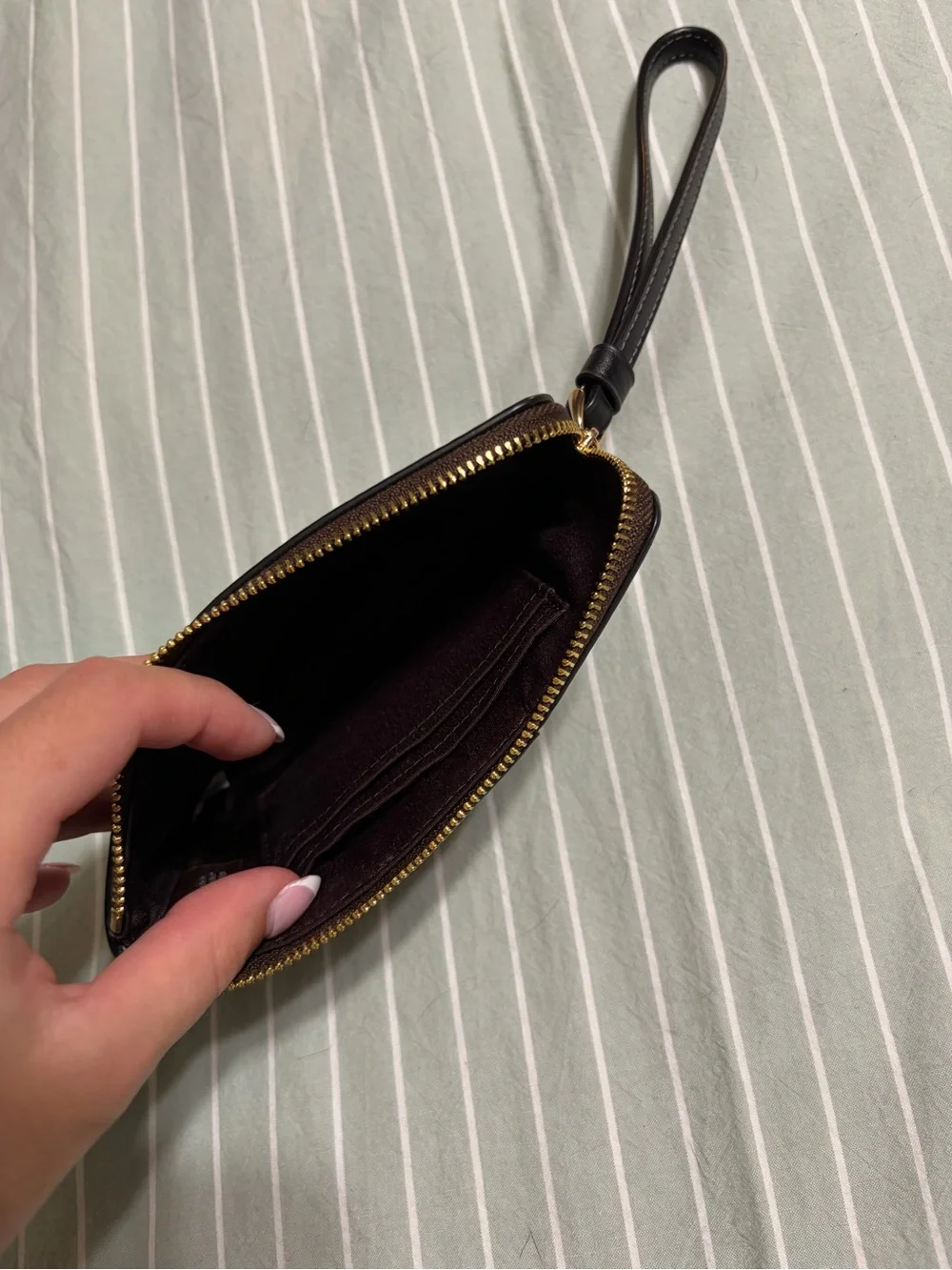 Coach Brown & Black Signature Wristlet Pouch